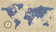 Retro-styled world map with compass Retro-styled world map with compass