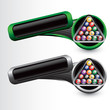 Billiard balls on tilted green and gray templates