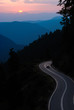 mountain road at sunset mountain road at sunset