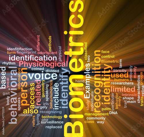 Illustration: Biometrics word cloud box package Biometrics word cloud box package