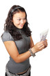 Woman looking at money
