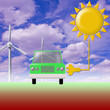 Illustration: autostrom solarstrom auto ökoauto elektroauto hybrid autostrom solarstrom auto ökoauto elektroauto hybrid