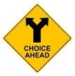yellow road sign choice