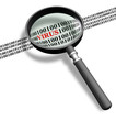 Scanning for computer virus with magnifying glass Scanning for computer virus with magnifying glass