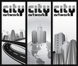 set of vertical city banners