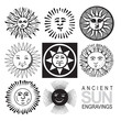 vector sun icons, retro engraving vector sun icons, retro engraving