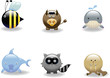 Animal Icon 7: Bee, Bull, Whale, Dolphin, Raccoon & Walrus