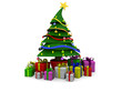 Albero di Natale in stile cartoon 3D