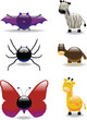 Animal Icon 8: Bat, Spider, Butterfly, Zebra, Horse & Giraffe