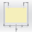 vector paper sheet is holded with metal alligator-clips(CMYK)