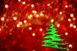 stylized Christmas tree on red background with lights