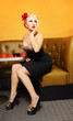 Pinup girl at a cafe