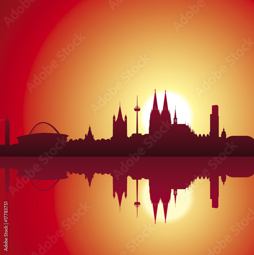 Vektor: Köln Skyline - Sonnenutergang Köln Skyline - Sonnenutergang