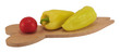 Tomato and peppers on cutting board