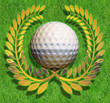 golf ball with golden laurel wreath