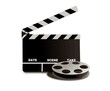Illustration: movie reel and clapper board movie reel and clapper board
