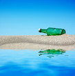 Empty bottle and surface of the water
