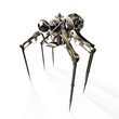 Isolated 3d render of steampunk spider