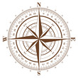 Brown compass rose isolated on white