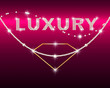 brilliant chain with diamond and word Luxury on red background