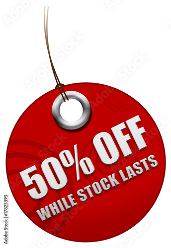 Illustration: 50% off sale tag 50% off sale tag