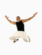 Happy african guy jumping