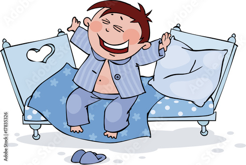The little boy sits in the bed by Apple, Royalty free vectors ...