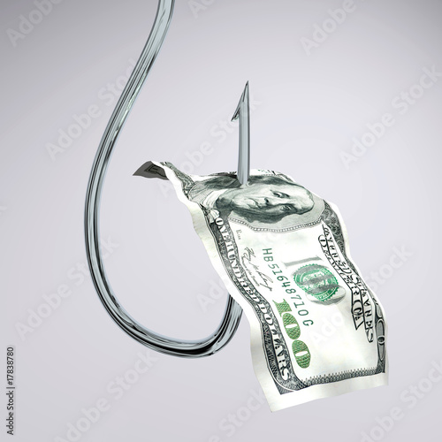 Illustration: dollar on hook dollar on hook