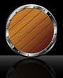 Round shield from wood and steel - isolated on black