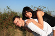 Young couple playing around in the nature. Young couple playing around in the nature.