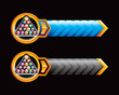 Set of billiard balls on blue and black arrows