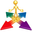 Gold Guy Which Way Arrows Concept