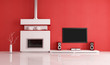 modern white fireplace and home tv system modern white fireplace and home tv system
