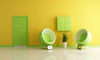 green and yellow living room