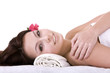 Beautiful young girl in spa. Isolated.