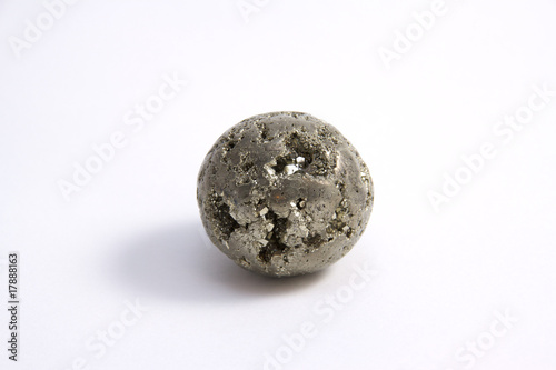 Photo: Pyrit ball in front of a white background. Pyrit ball in front of a white background.