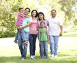 Extended Family Group Walking In Park