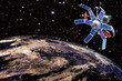 Communication satellite. Hi-res digitally generated image.