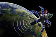 Communication satellite. Hi-res digitally generated image.