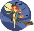halloween vector illustration, witch