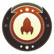 Retro rocket ship icon on vector button with star accents Retro rocket ship icon on vector button with star accents