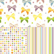 Pastel seamless collection - pinstripe, polka dots and bows Pastel seamless collection - pinstripe, polka dots and bows