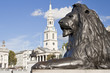 Statue of a lion in Trafalgar Square in London Statue of a lion in Trafalgar Square in London