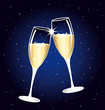 Beautiful champagne toast on a starry night. Beautiful champagne toast on a starry night.
