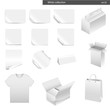 vector set white collection paper - packaging 14 pieces