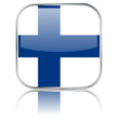 Finnish Square Flag Button (vector with reflection)
