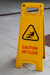bright yellow caution sign