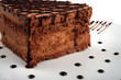 Quadro close up shot of a sliced cake in the plate