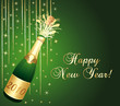 Happy New Year greeting card with champagne