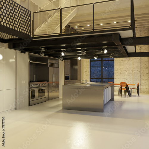 Illustration: Contemporary steel kitchen in converted industrial loft Contemporary steel kitchen in converted industrial loft